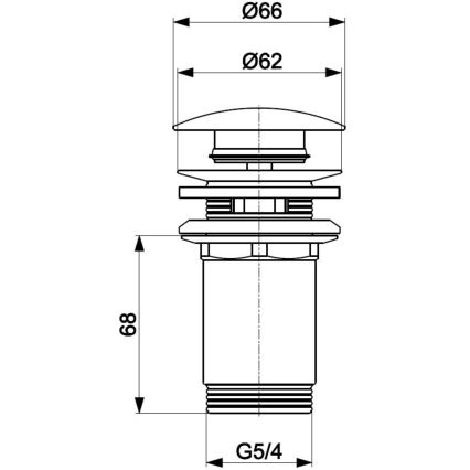 KFA Armatura 660-254-00 - Lavabo déchets avec trop-plein CLICK-CLACK d. 6,6 cm chrome brillant