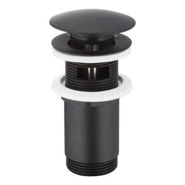 KFA Armatura 660-254-81 - Lavabo déchets avec trop-plein CLICK-CLACK d. 6,6 cm laiton/mat noir