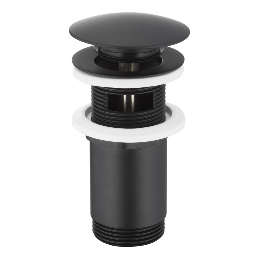 KFA Armatura 660-254-81 - Lavabo déchets avec trop-plein CLICK-CLACK d. 6,6 cm laiton/mat noir