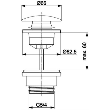 KFA Armatura 660-310-81 - Wastafel afva CLICK-CLACK diameter 6,6 cm messing/mat zwart