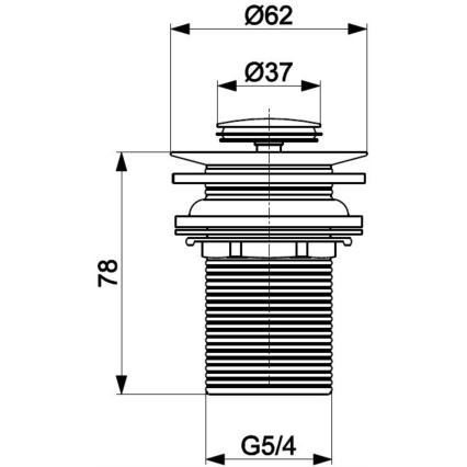 KFA Armatura 660-353-81 - Afvoerputje zonder overloop CLICK-CLACK diameter 6,2 cm messing/mat zwart