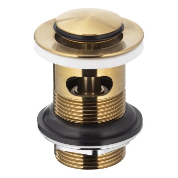 KFA Armatura 660-354-31 - Wastafel afval met overloop CLICK-CLACK diameter 6,2 cm messing/Grond goud