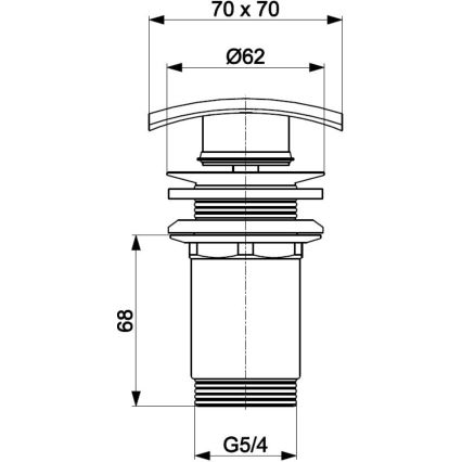 KFA Armatura 660-453-00 - Afvoerputje zonder overloop CLICK-CLACK 7x7 cm glanzend chroom