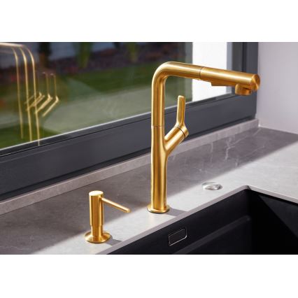 KFA Armatura 6623-220-31 - Robinet d'évier avec douchette extractible DUERO DESIGN acier inoxydable/poli doré