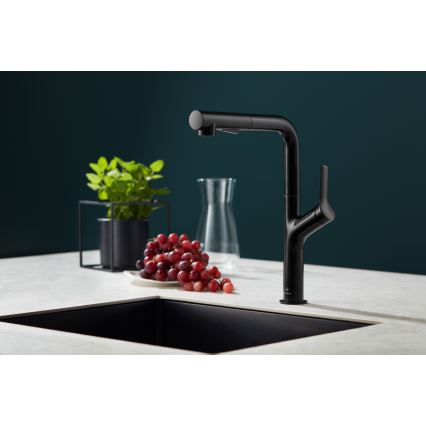 KFA Armatura 6623-220-81 - Robinet d'évier avec douchette extractible DUERO DESIGN acier inoxydable/mat noir