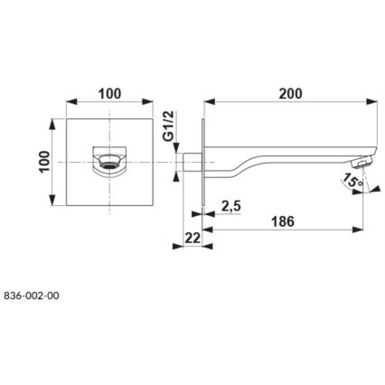 KFA Armatura 836-002-00 - Bec pour installation encastrée MOKAIT chrome brillant