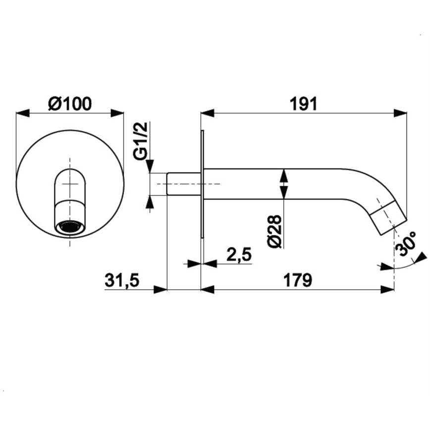 KFA Armatura 836-004-00 - Tuit voor inbouwmontage MOZA glanzend chroom