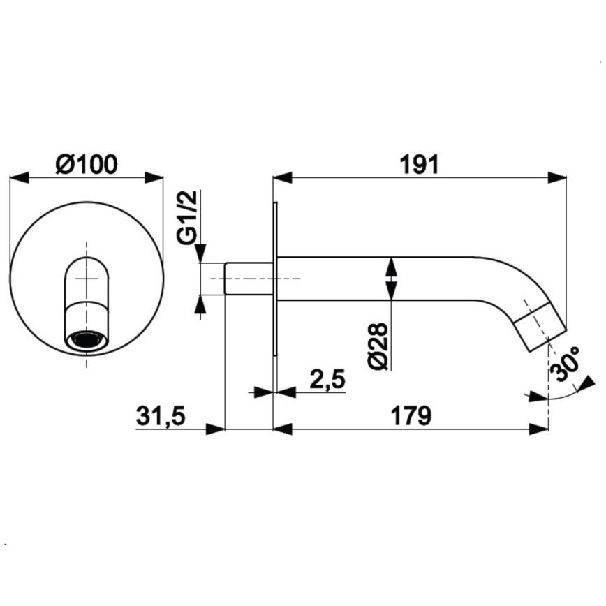 KFA Armatura 836-004-81 - Bec pour installation encastrée MOZA laiton/mat noir