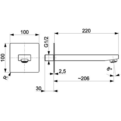 KFA Armatura 836-005-00- Bec pour installation encastrée LOGON chrome brillant