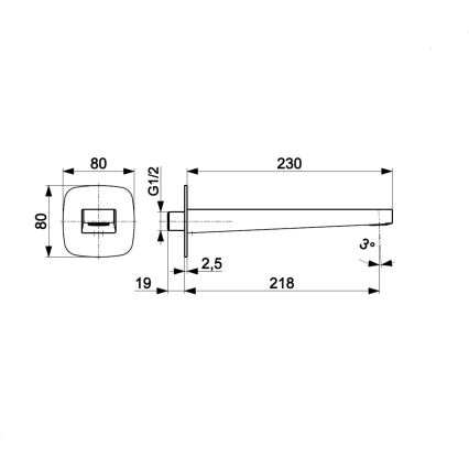 KFA Armatura 836-007-61 - Uitloop voor inbouwmontage MALAGA metallic grijs