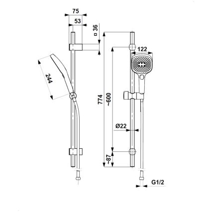 KFA Armatura 841-352-44 - Kit de douche MALAGA blanc