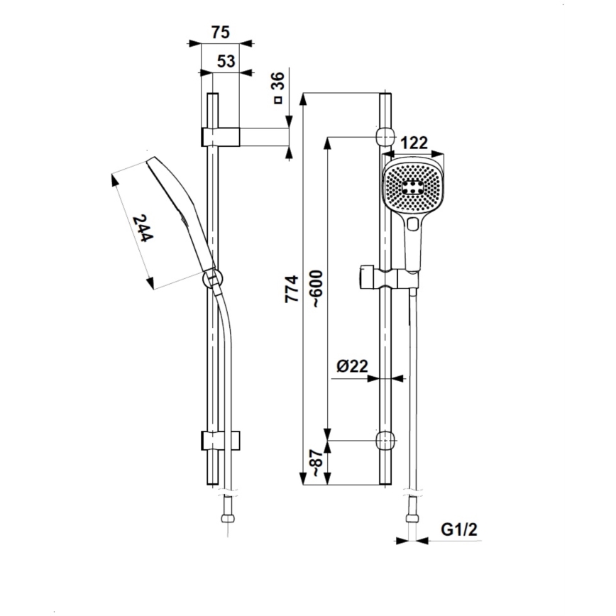 KFA Armatura 841-352-44 - Kit de douche MALAGA blanc