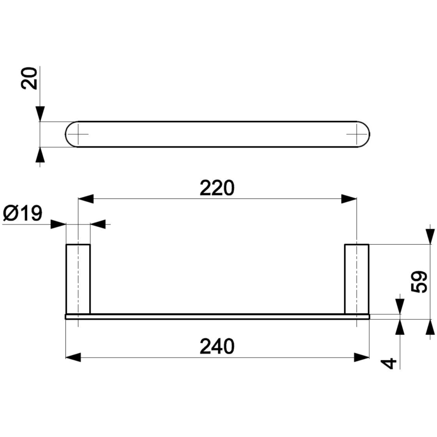 KFA Armatura 864-025-00 - Handdoekhouder voor aan de muur 24 cm glanzend chroom