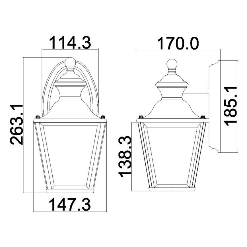 Kichler - Applique murale d'extérieur BAY SHORE 1xE27/60W/230V IP44 dorée