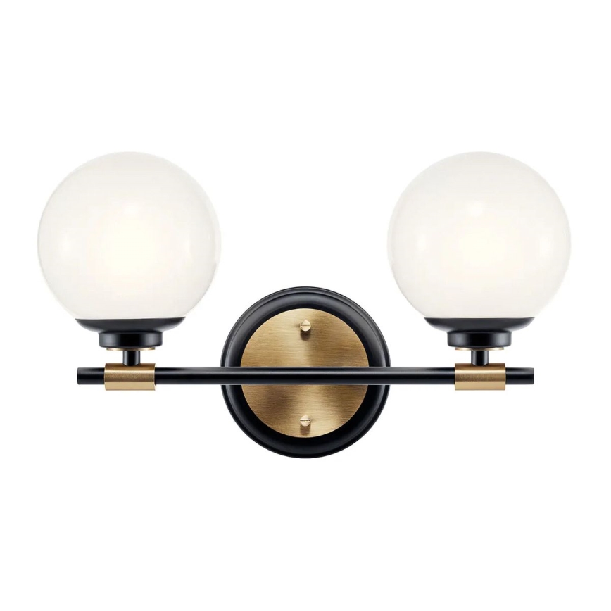 Kichler - LED-wandlamp voor de badkamer BENNO 2xLED/3W/230V zwart/goud IP44