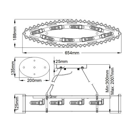 Kichler - LED Badkamerkroonluchter aan een koord CRYSTAL SKYE 8xG9/3W/230V IP44