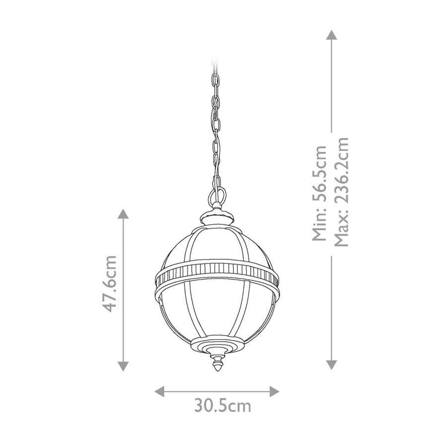 Kichler – Suspension extérieure HALLERON sur chaîne, 3 ampoules E14 (max. 40 W), 230 V, IP44