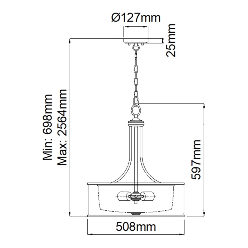 Kichler - Kroonluchter aan ketting LACEY 4xE27/60W/230V mat chroom
