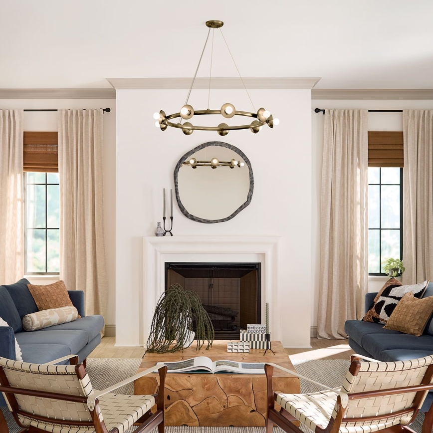 Kichler - Kroonluchter met kabelophanging PALTA 9xE14/40W/230V goudkleurig