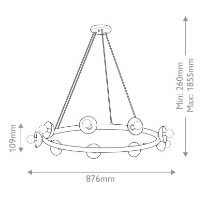 Kichler - Kroonluchter met kabelophanging PALTA 9xE14/40W/230V goudkleurig