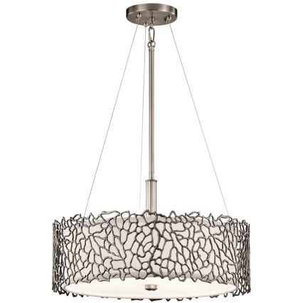 Kichler - Hanglamp met vaste pendel SILVER CORAL 3xE27/100W/230V mat chroom