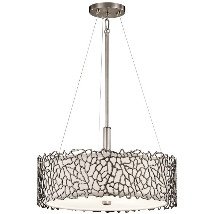 Kichler - Hanglamp met vaste pendel SILVER CORAL 3xE27/100W/230V mat chroom