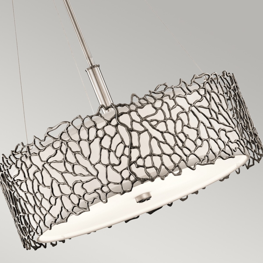 Kichler - Hanglamp met vaste pendel SILVER CORAL 3xE27/100W/230V mat chroom