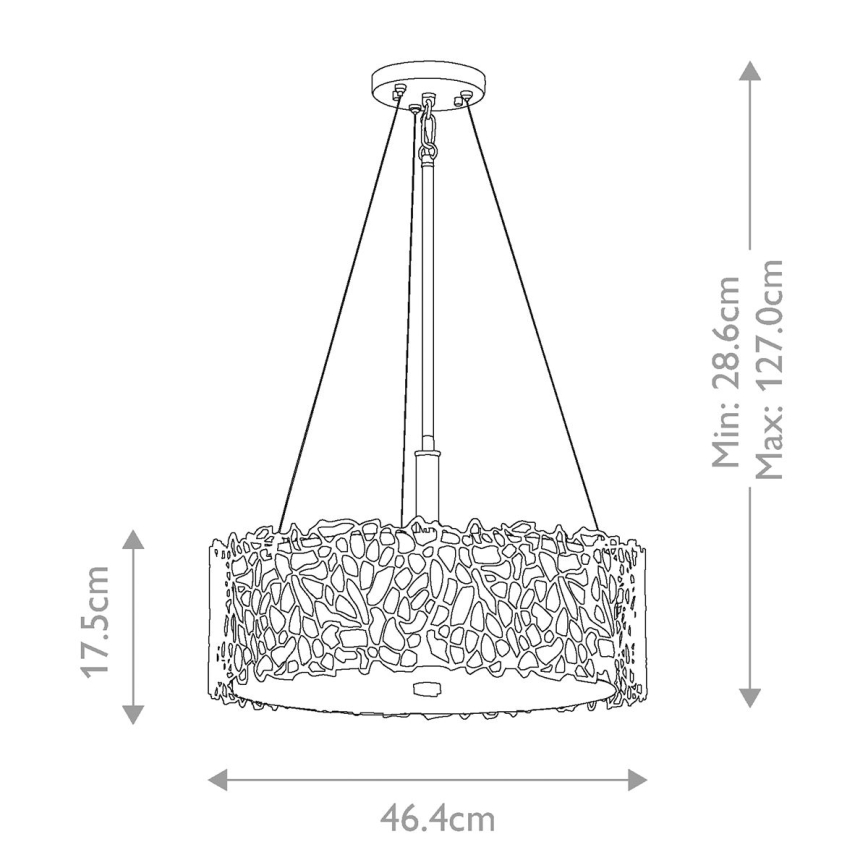 Kichler - Hanglamp met vaste pendel SILVER CORAL 3xE27/100W/230V mat chroom