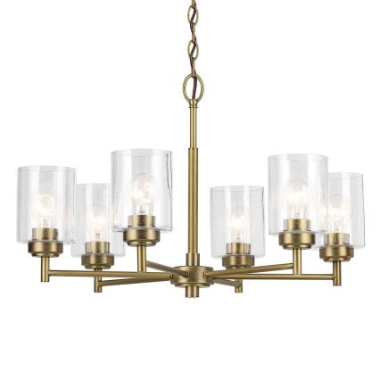 Kichler - Hanglamp aan een ketting WINSLOW 6xE27/60W/230V diameter 66 cm messing