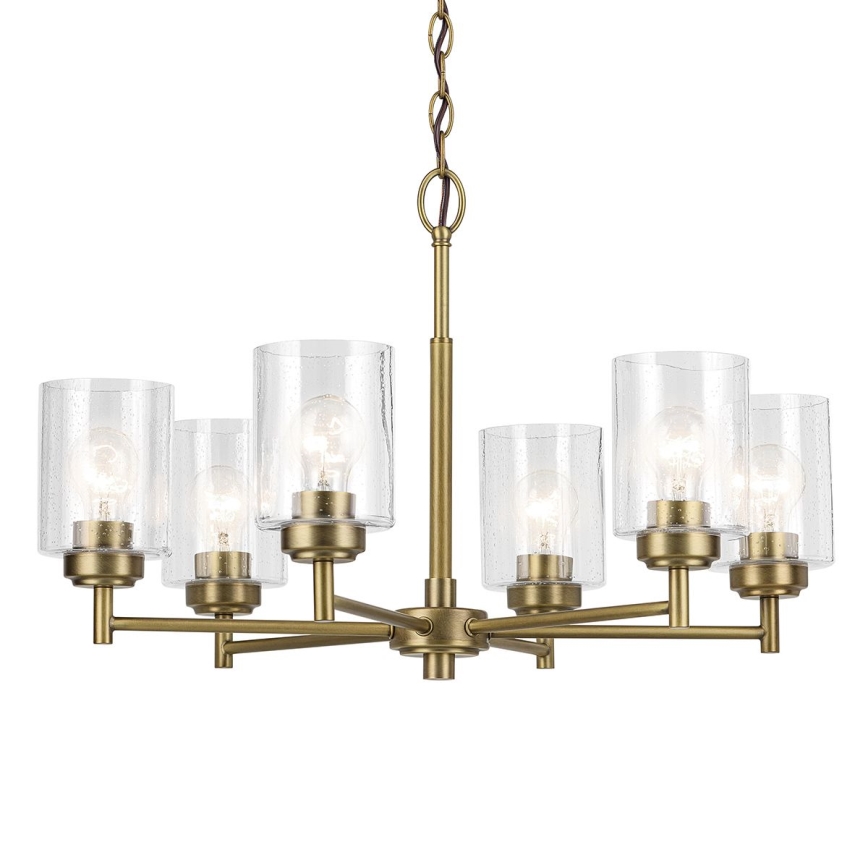 Kichler - Hanglamp aan een ketting WINSLOW 6xE27/60W/230V diameter 66 cm messing