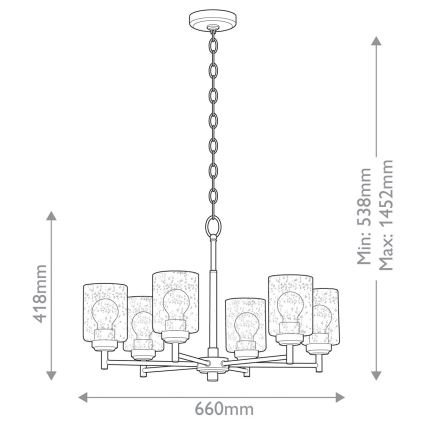 Kichler - Hanglamp aan een ketting WINSLOW 6xE27/60W/230V diameter 66 cm messing