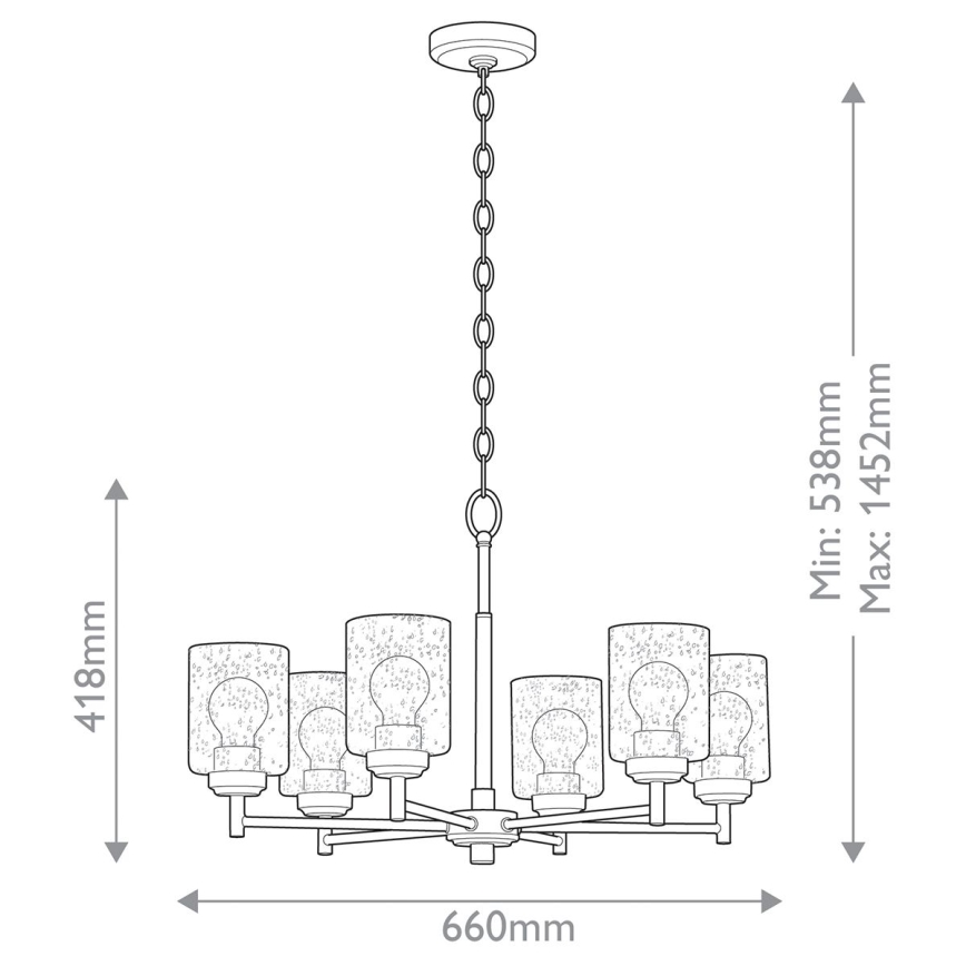 Kichler - Hanglamp aan een ketting WINSLOW 6xE27/60W/230V diameter 66 cm messing