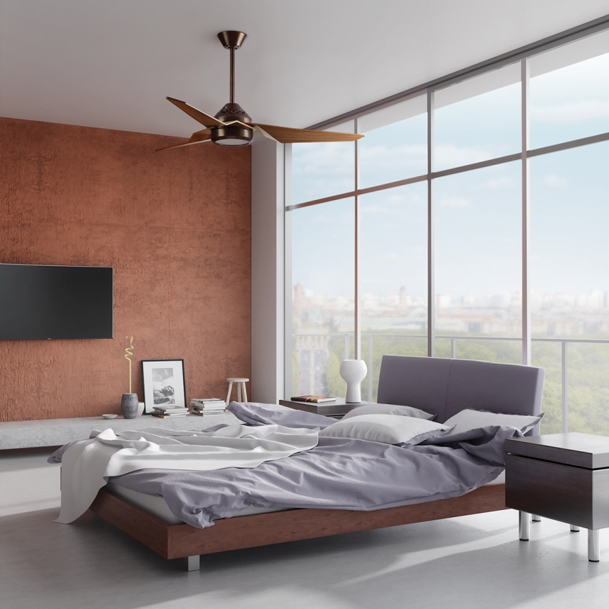 Kichler - Ventilateur de plafond à intensité variable JADE LED/18W/230V marron + télécommande