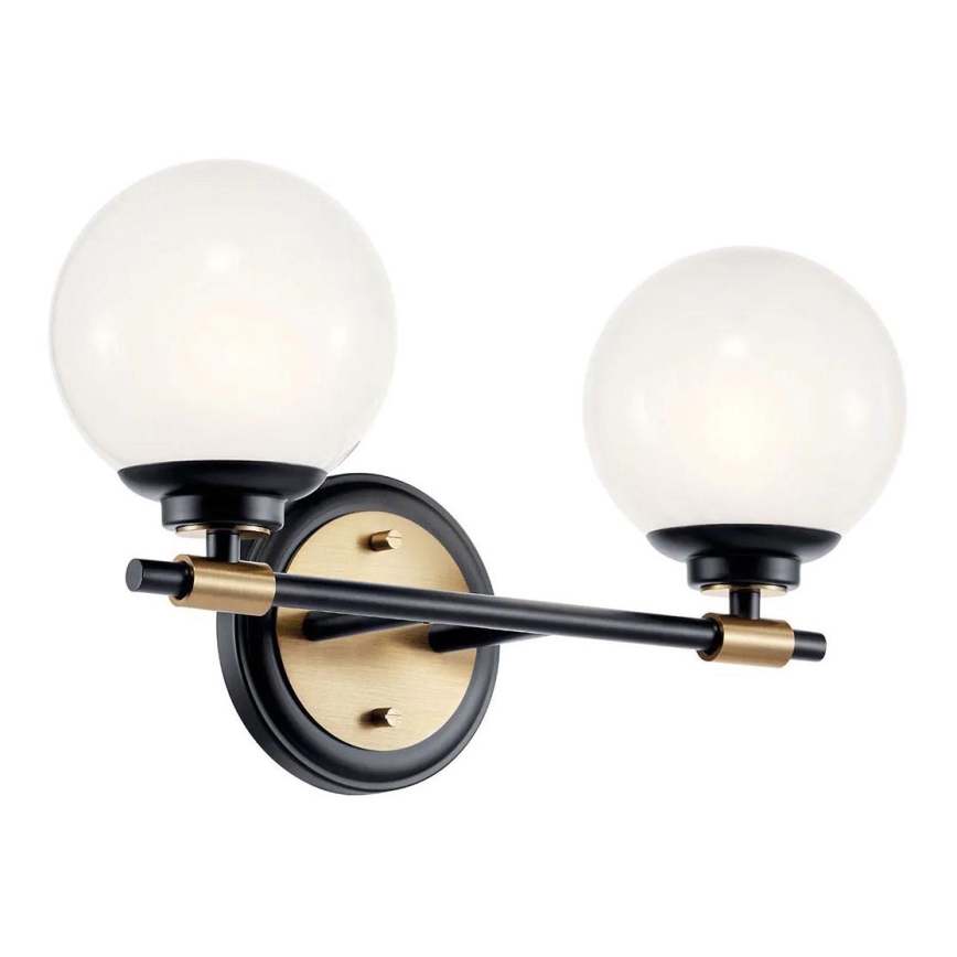 Kichler - LED-wandlamp voor de badkamer BENNO 2xLED/3W/230V zwart/goud IP44