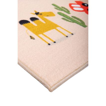 Kinder antislip vloerkleed ARES STREETS 80 x 150 cm beige/safari
