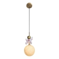 Kinder hanglamp aan een koord ASTRONAUT 1xE27/60W/230V diameter 15 cm goud/beige