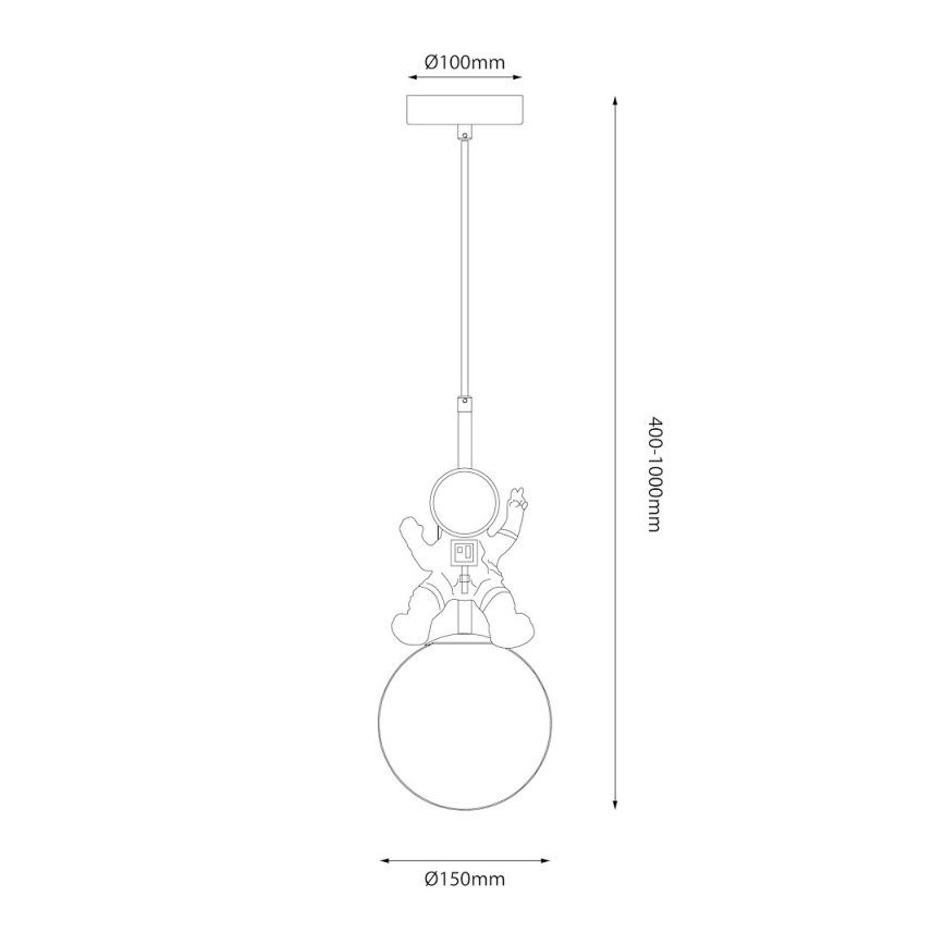 Kinder hanglamp aan een koord ASTRONAUT 1xE27/60W/230V diameter 15 cm goud/beige