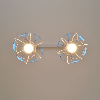 Kinder hanglamp aan een koord STARS 2xE27/15W/230V blauw/wit