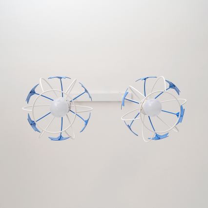 Kinder hanglamp aan een koord STARS 2xE27/15W/230V blauw/wit