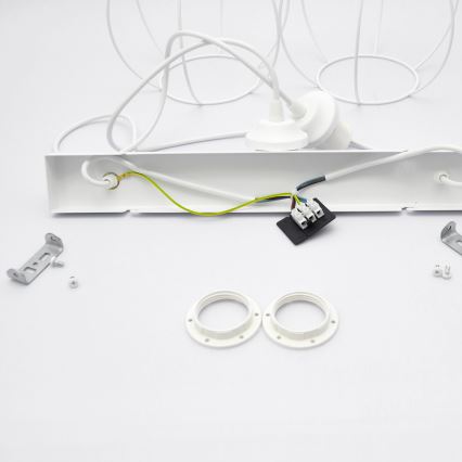 Kinder hanglamp aan een koord STARS 2xE27/15W/230V groen/wit