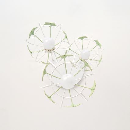 Kinder hanglamp aan een koord STARS 3xE27/15W/230V groen/wit