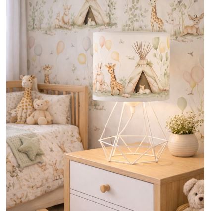 Kinder tafellamp KIDS ROOM 1xE27/60W/230V Ø 18 cm met schattige dieren