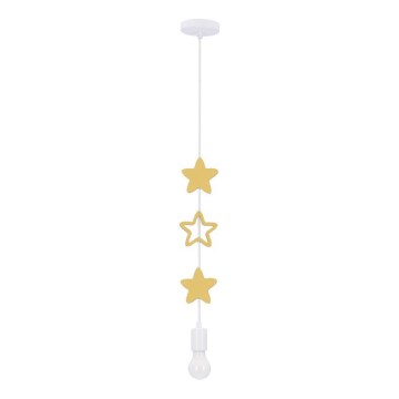 Kinderhanglamp aan kabel STARS 1xE27/20W/230V geel/wit