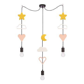 Kinderhanglamp aan snoer TRIO 3xE27/20W/230V geel/wit/roze