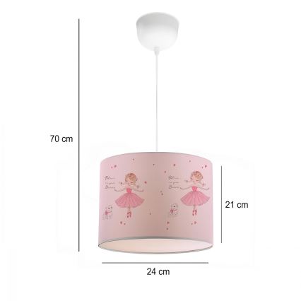 Kinderhanglamp CANDY 1xE27/40W/230V roze