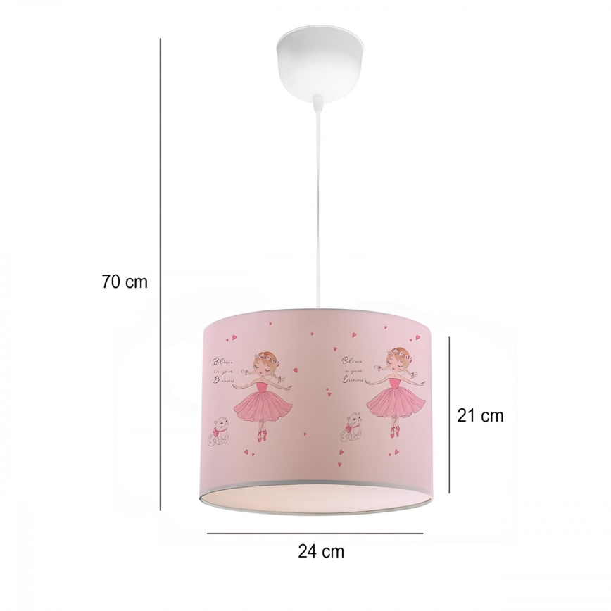 Kinderhanglamp CANDY 1xE27/40W/230V roze
