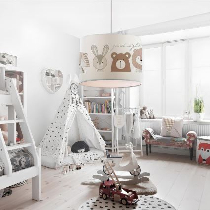 Kinderhanglamp CANDY 1xE27/40W/230V wit/bruin