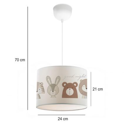 Kinderhanglamp CANDY 1xE27/40W/230V wit/bruin
