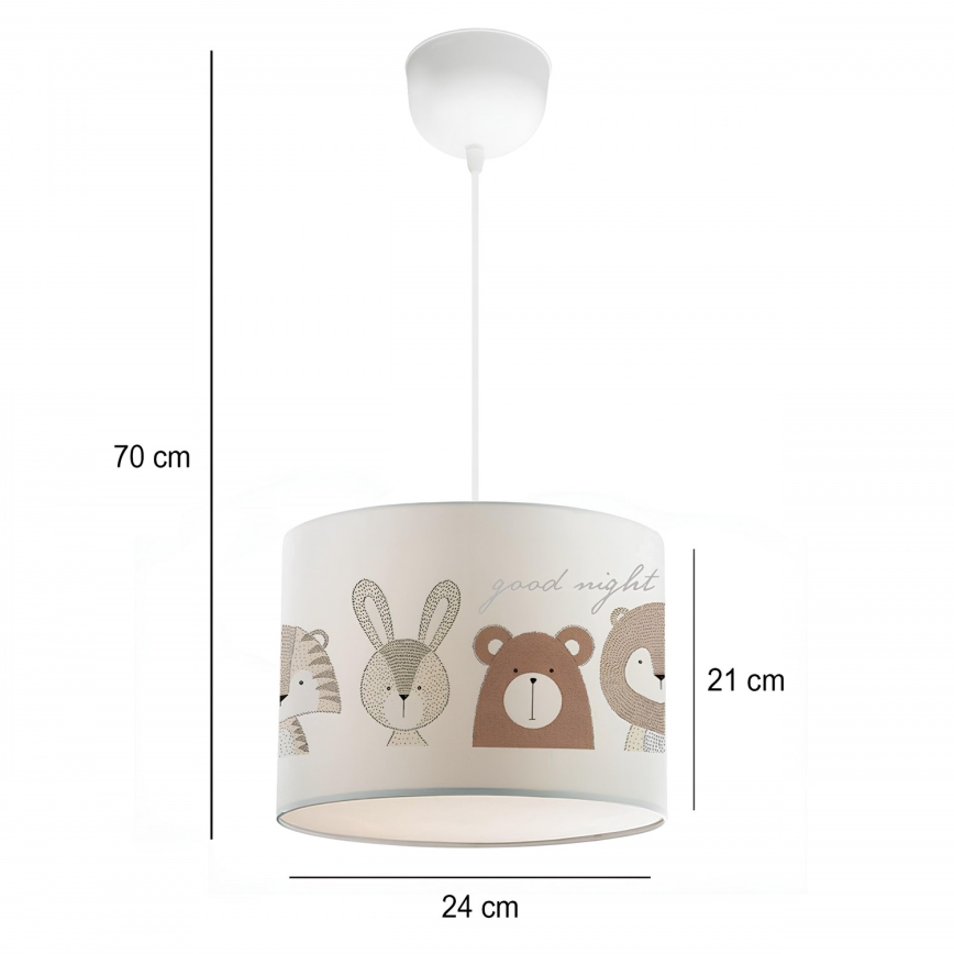 Kinderhanglamp CANDY 1xE27/40W/230V wit/bruin