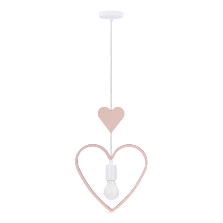 Kinderhanglamp HEART met kabel 1xE27/20W/230V roze/wit